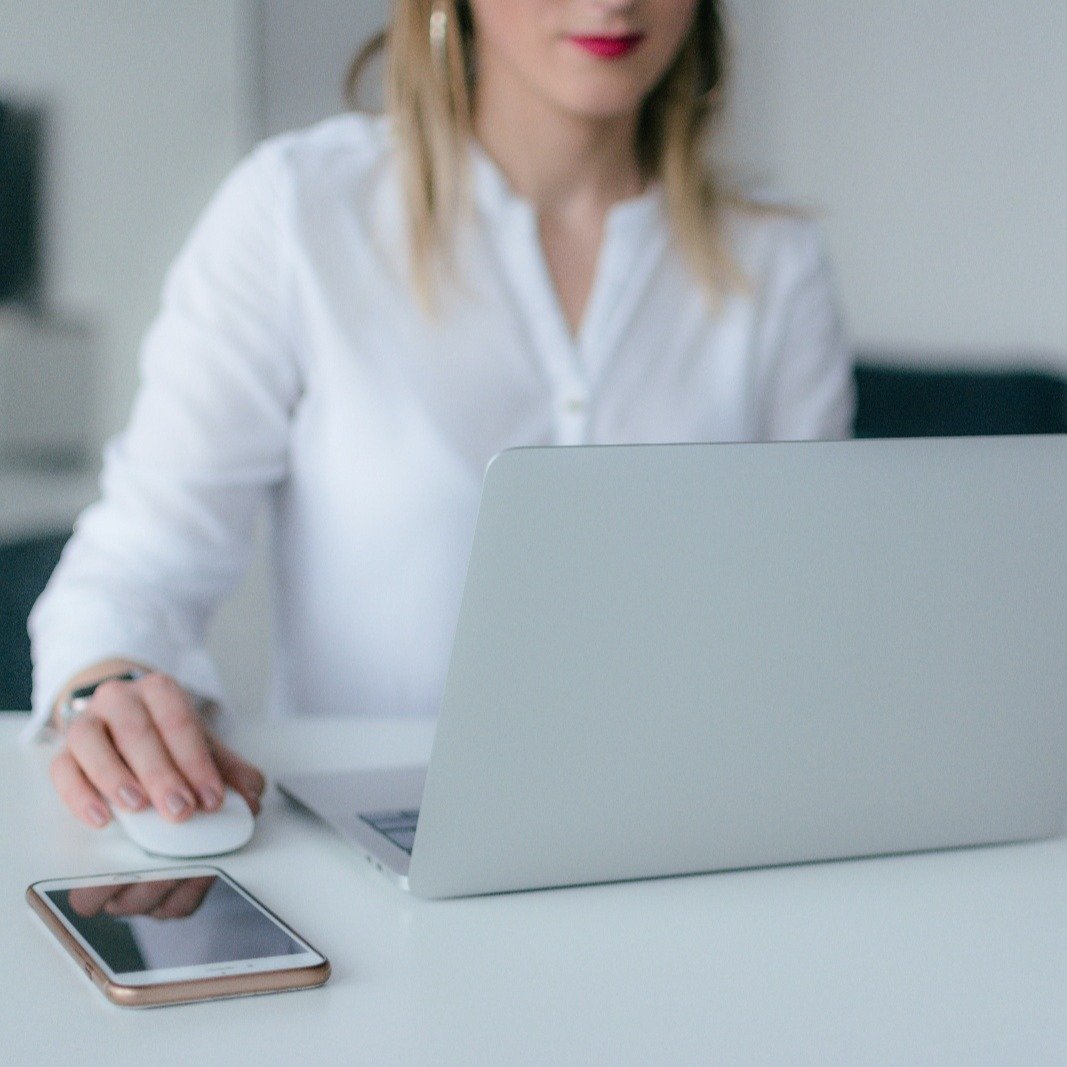 woman on computer - digital printing